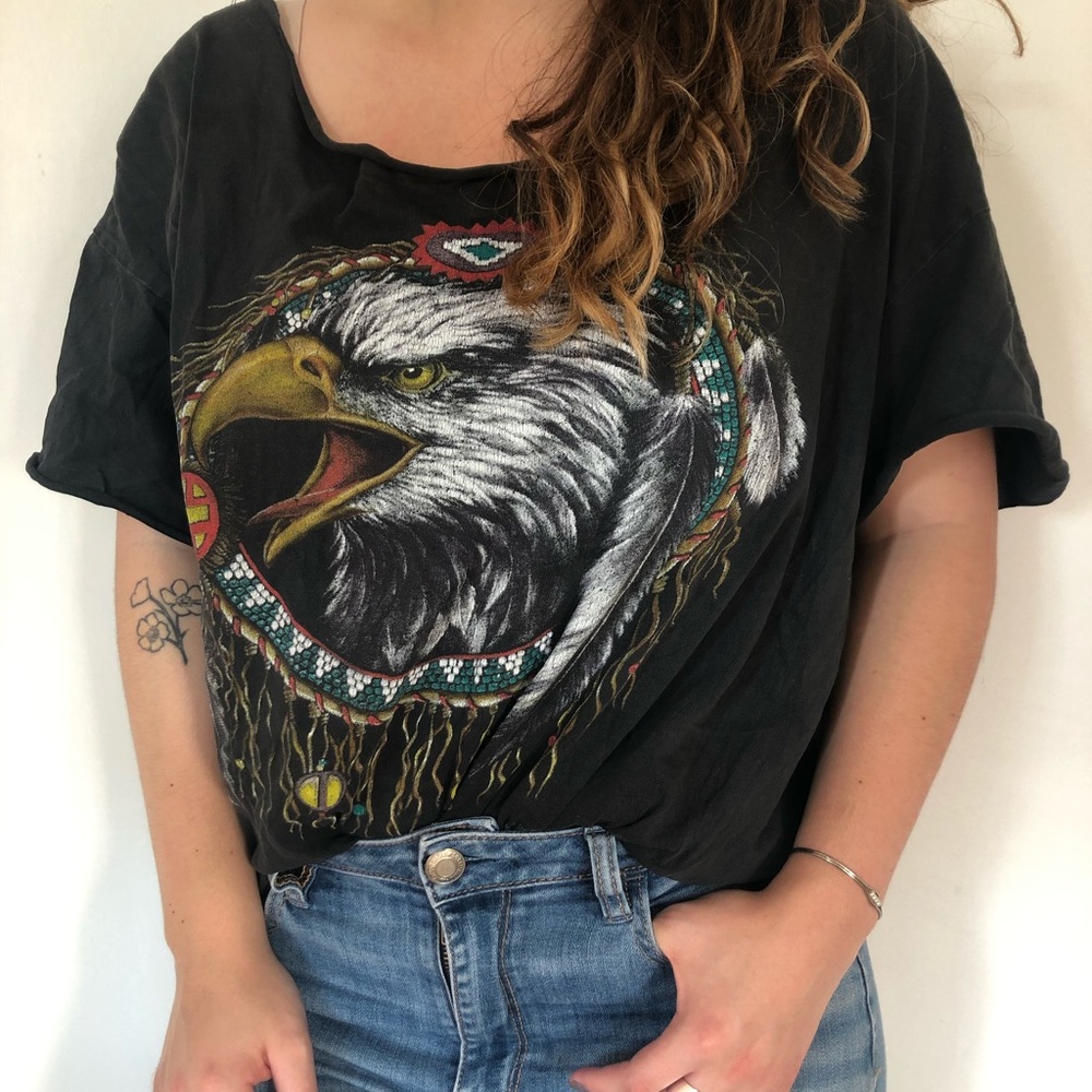 Off the Shoulder Crop Graphic Tee